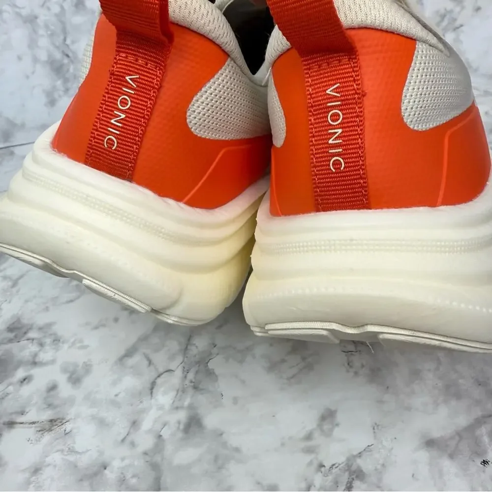 VIONIC Women’s Sz 8.5 Walk Max Sneaker Cream/Tangerine Tango Comfortable Mesh